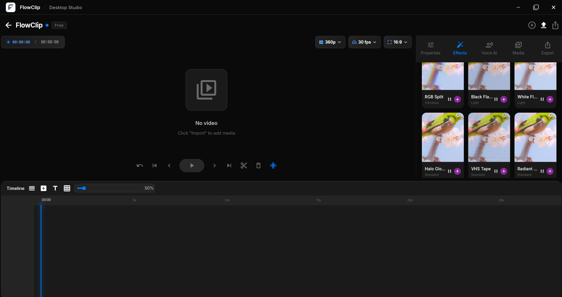 FlowClip timeline editor on Windows